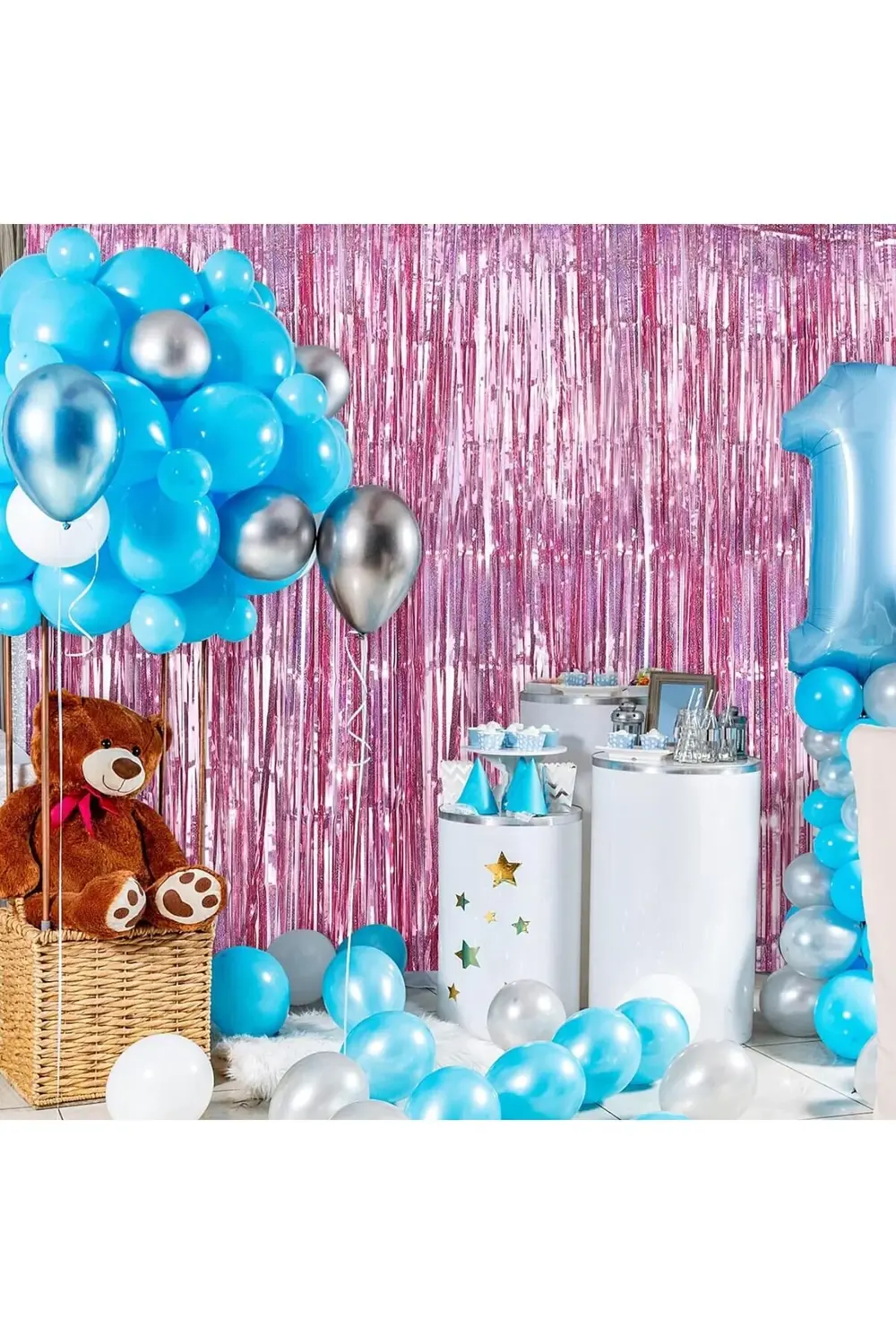 Rose Gold Renk Ekstra Metalize Parlak Saçaklı Arka Fon Perde İtha