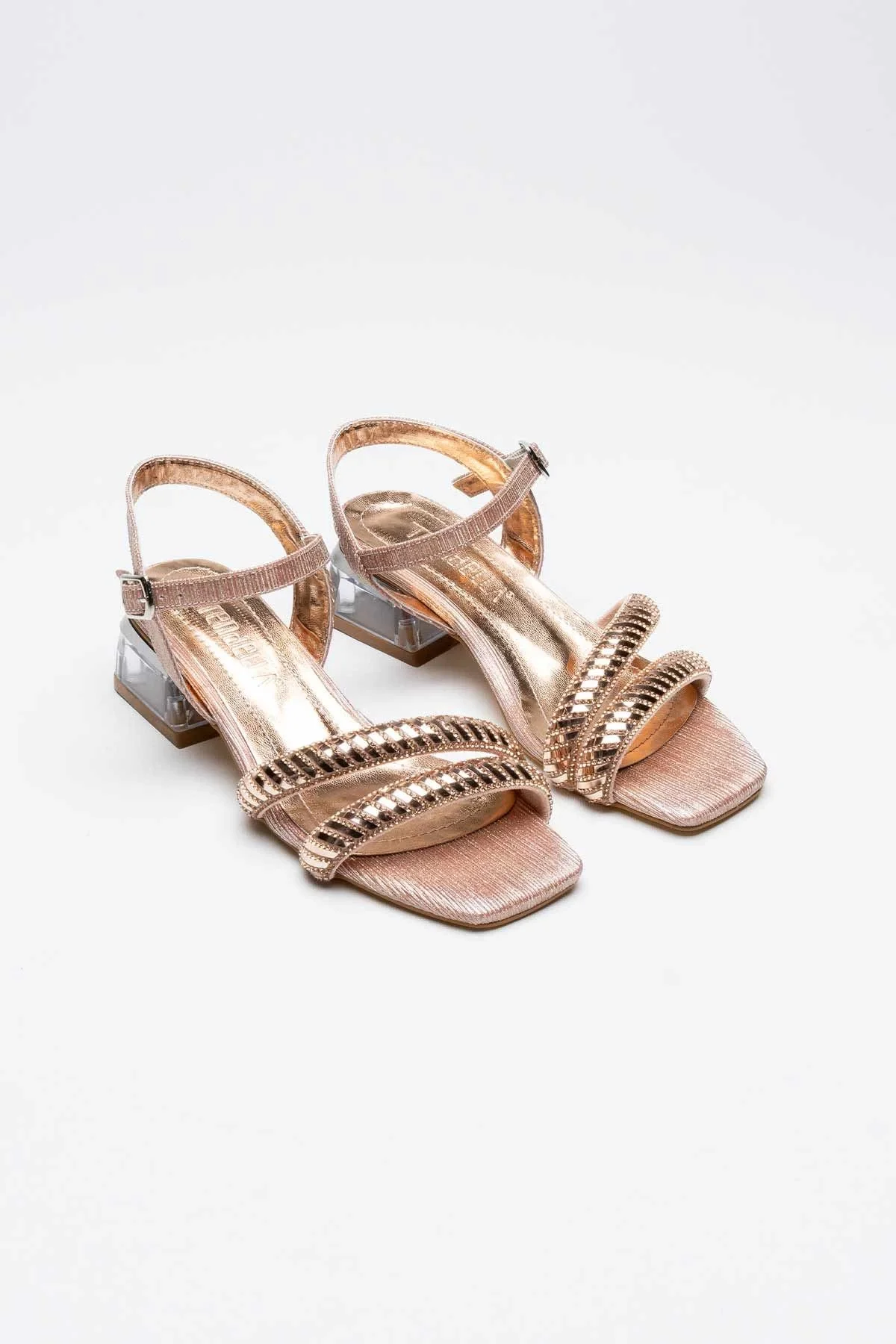 Rose Gold Taşlı Kadın Topuklu Sandalet TR25MY04D