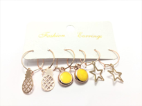 Tükkan Accessories Rose Kaplama Figürlü Mineli Halka 3 Çift Kombin Çoklu Küpe-00Kk59 Tükkan Accessories Rose Kaplama Figürlü Mineli Halka 3 Çift Kombin Çoklu Küpe-00Kk59