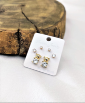 ROSE KAPLAMA ZİRKON TAŞ TEDDY (AYICIK) VİP SERİ 3 ÇİFT KÜPE-VİPKÜ