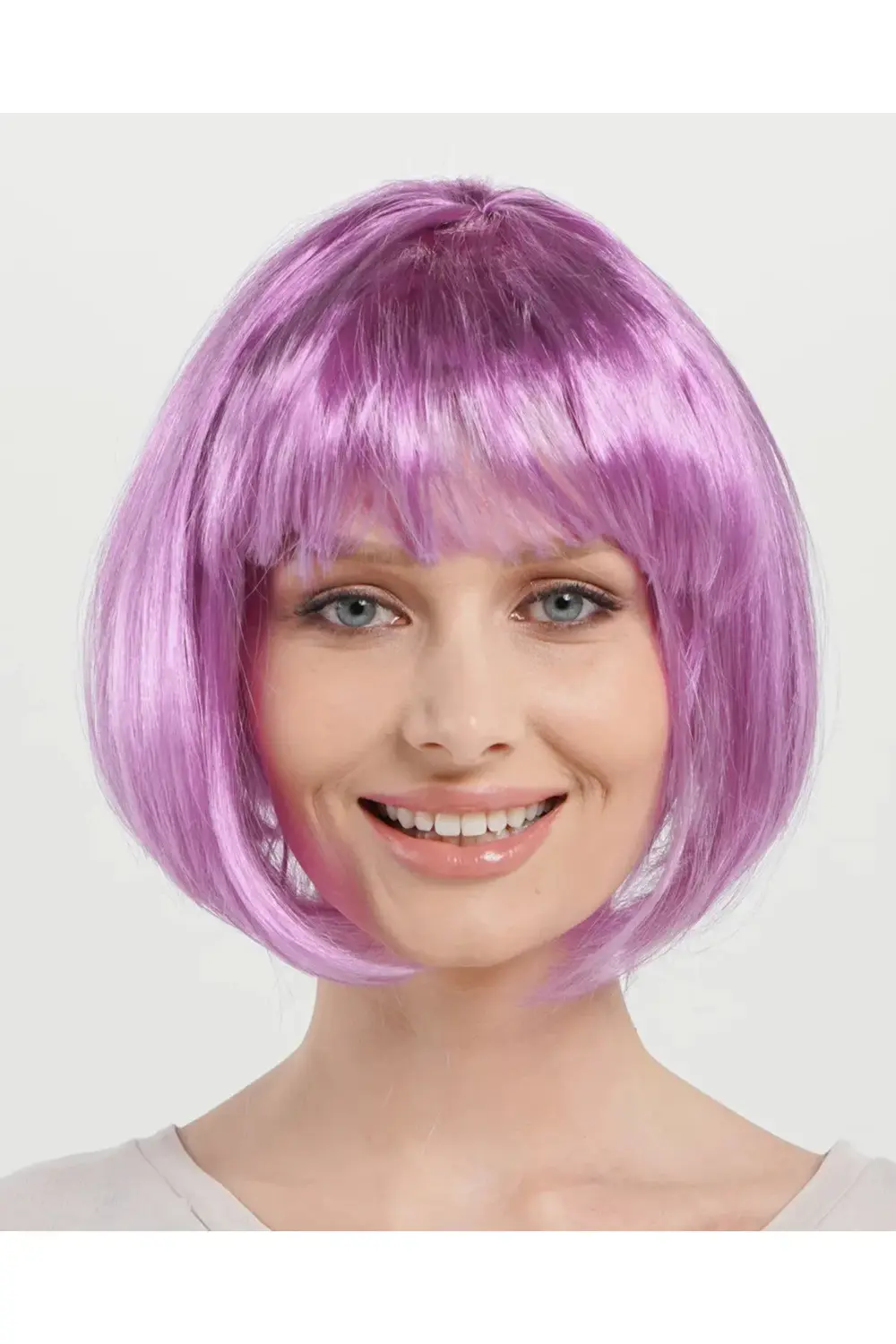 Rose Pembe Renk Düz Kesim Küt Parti Peruğu Kısa Takma Saç Rose Pembe Renk Düz Kesim Küt Parti Peruğu Kısa Takma Saç