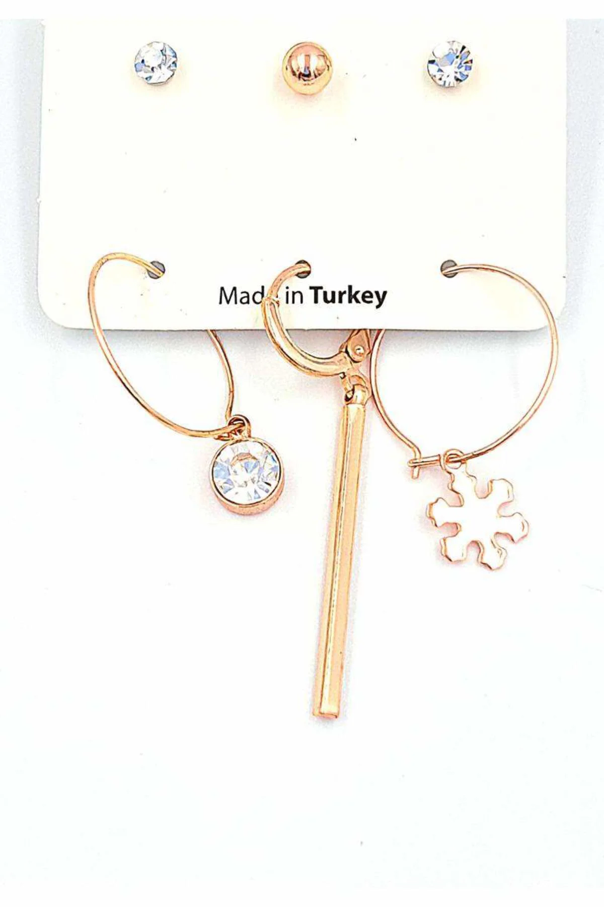 Rose Renk Karışık Çoklu Küpe