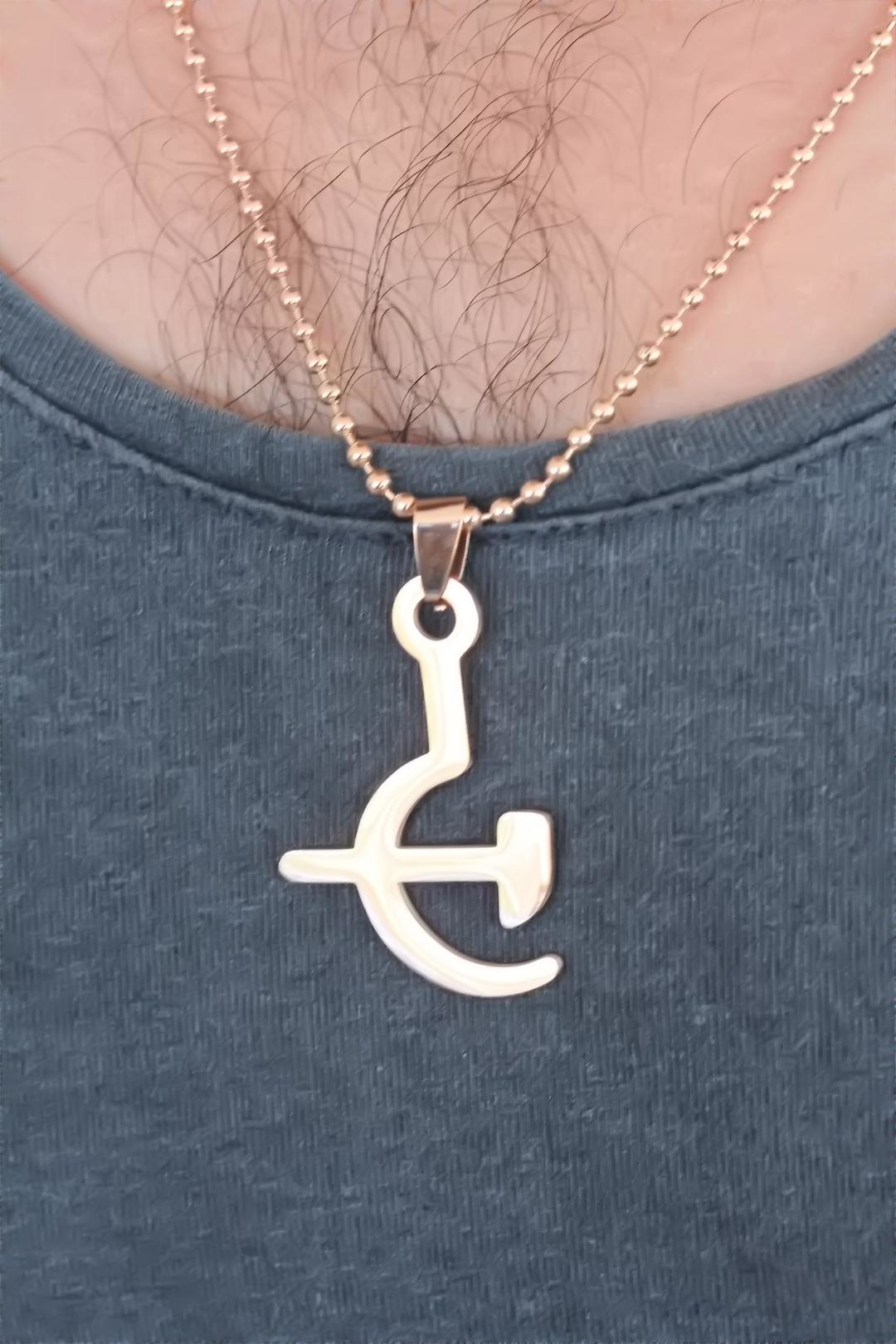 Rose Renk Metal Orak ve Balta Figürlü Erkek Kolye - TJ-ERK349