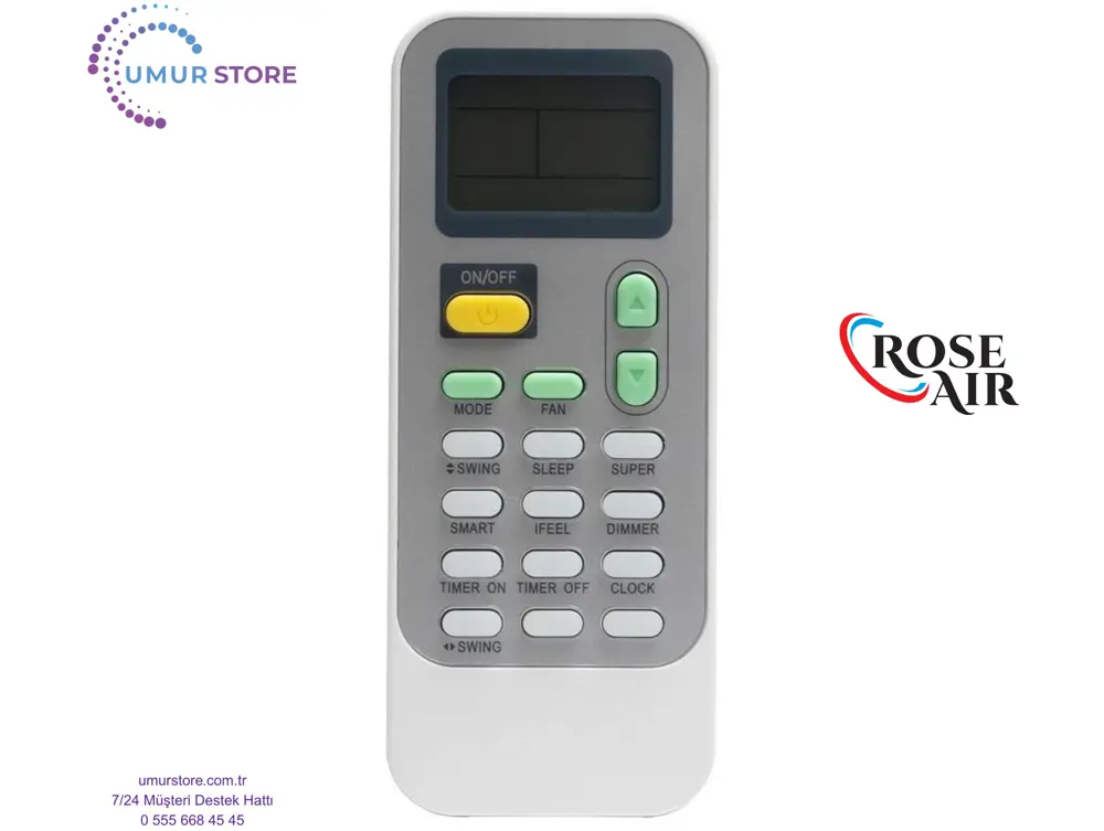 RoseAir AUF-48UR4RMPA8 Uyumlu Salon Tipi Klima Kumandası RoseAir AUF-48UR4RMPA8 Uyumlu Salon Tipi Klima Kumandası