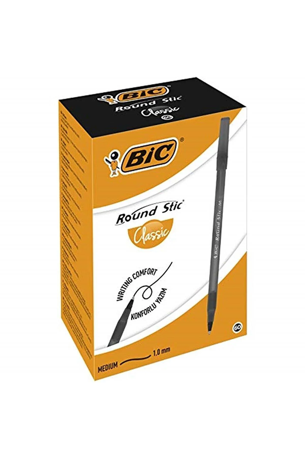 ROUND STIC TÜKENMEZ SİYAH 1.0mm 60'LI PAKET