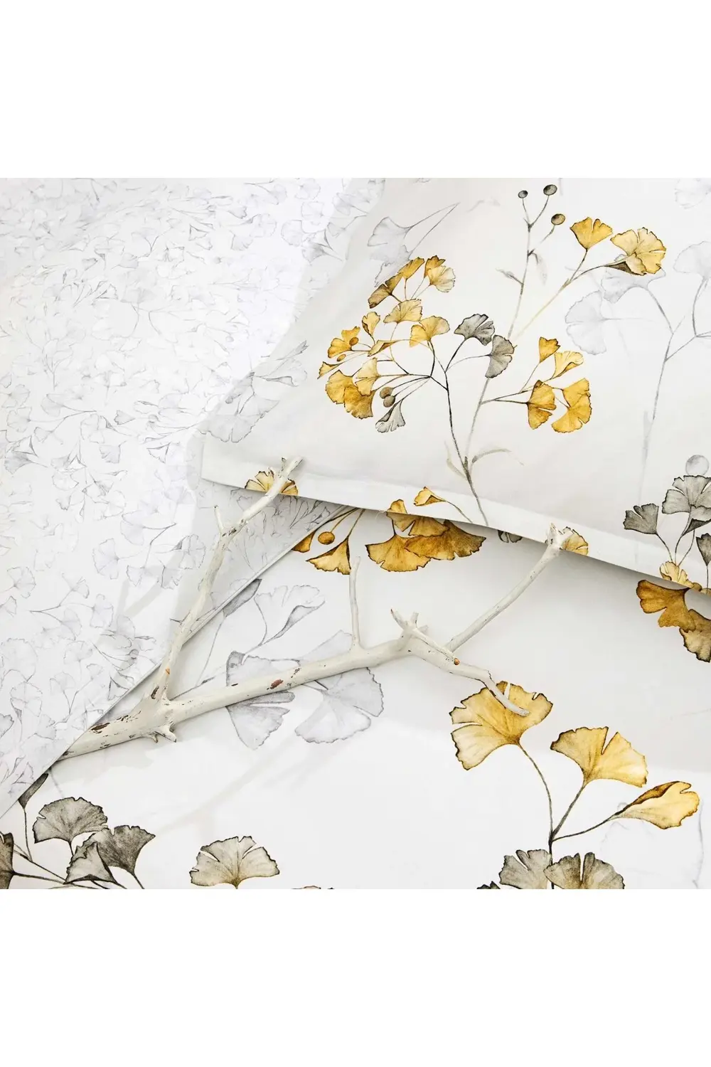 Rowan Organik Saten Çift Kişilik Nevresim Takımı Gri