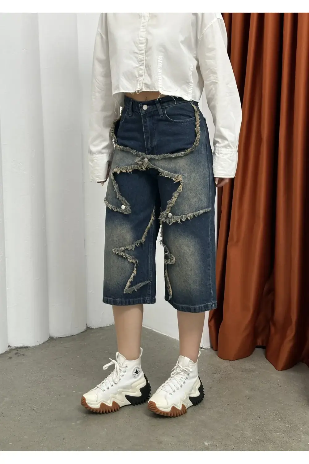 Roxy Patchwork Detaylı Denim Capri Pantolon