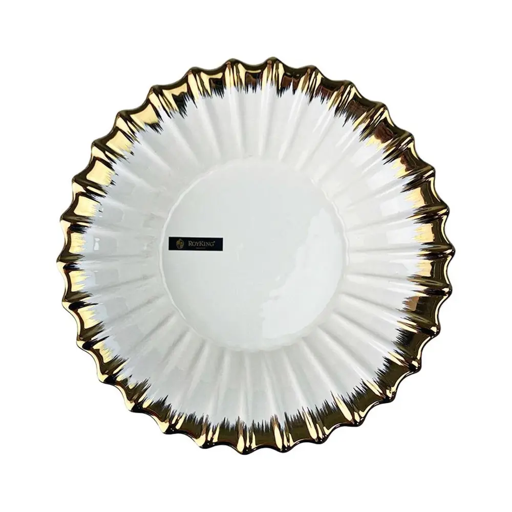 Roy King Line Gold Sunum Tabağı 26 Cm Yuvarlak Gbs005