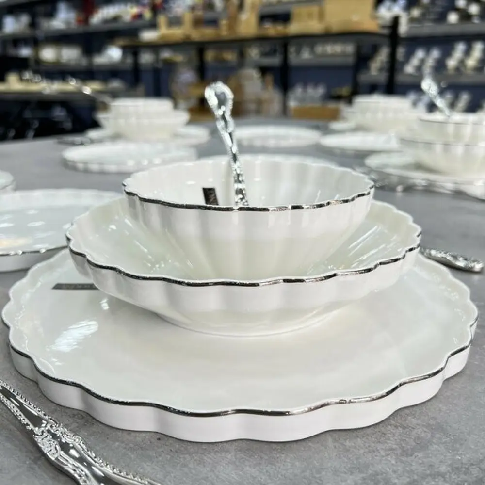 Roy King Twist Silver 24 Parça Porselen Yemek Takımı Hrn018