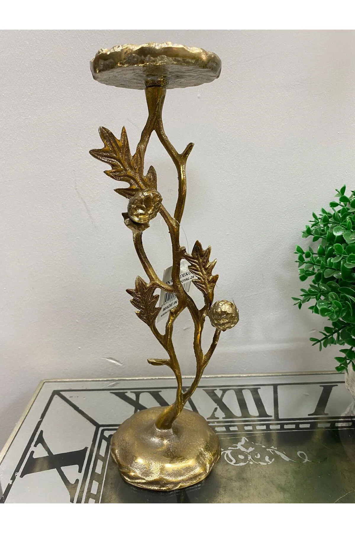 Royal Dekoratif Aliminyum Metal Şamdan 12x38 cm