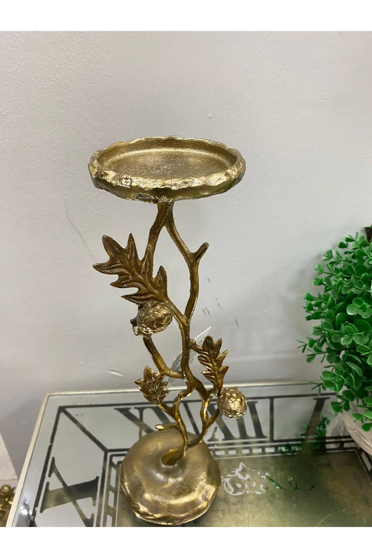 Royal Dekoratif Aliminyum Metal Şamdan 12x38 cm