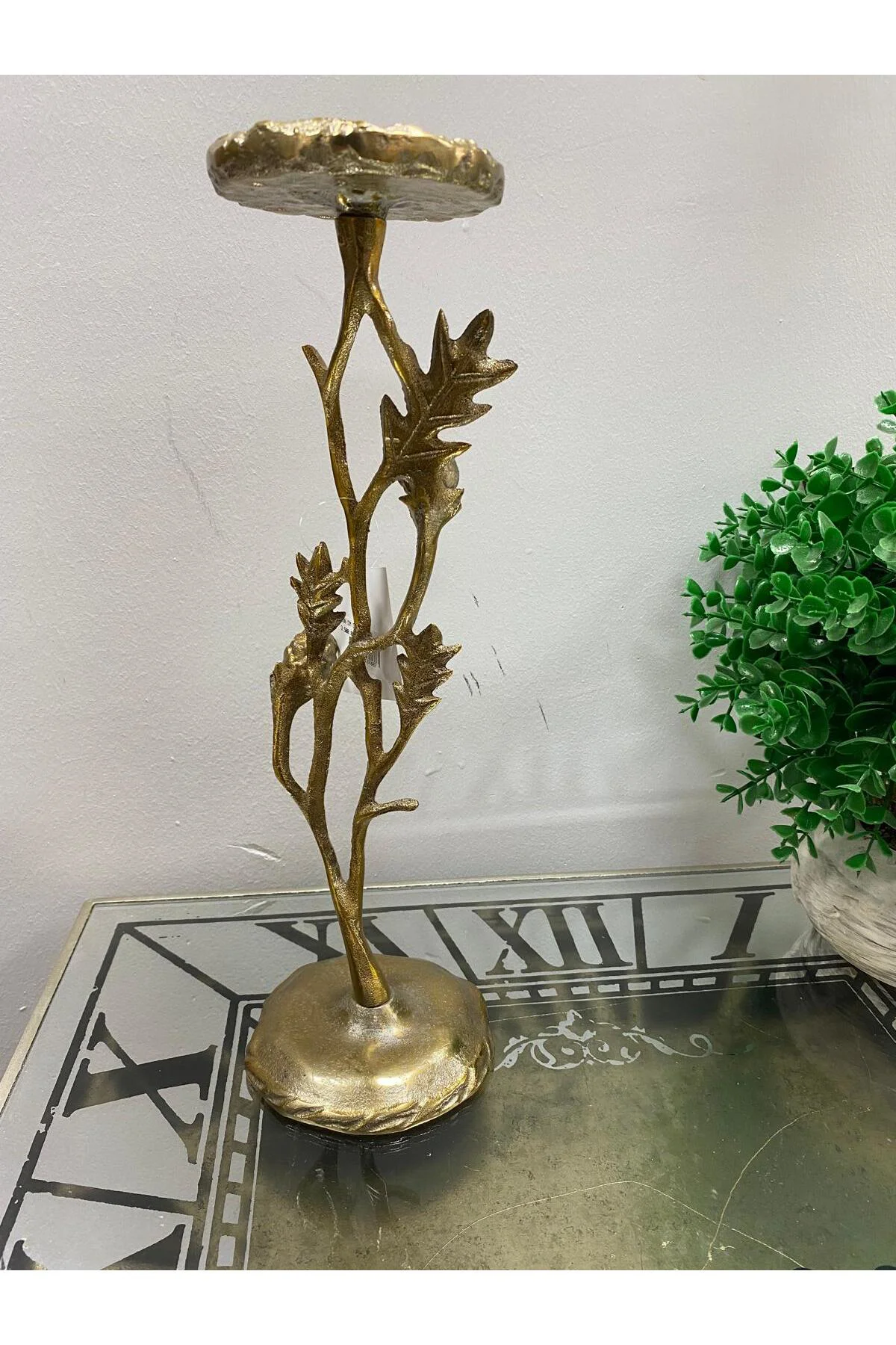 Royal Dekoratif Aliminyum Metal Şamdan 12x38 cm