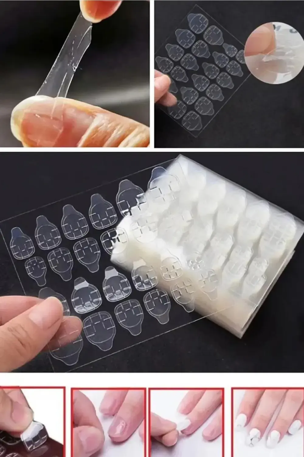 ROYAL PARİS 24 Adet Çift Taraflı Yapışkan Bant Takma Tırnak Yapış