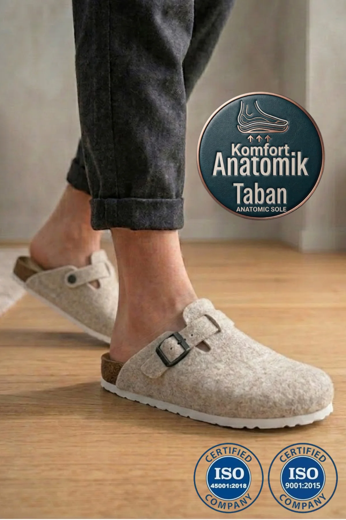 RoyJones Terlik Modelleri Kadın & Erkek Unisex Günlük Yün Keçe Ev Terlik 7004