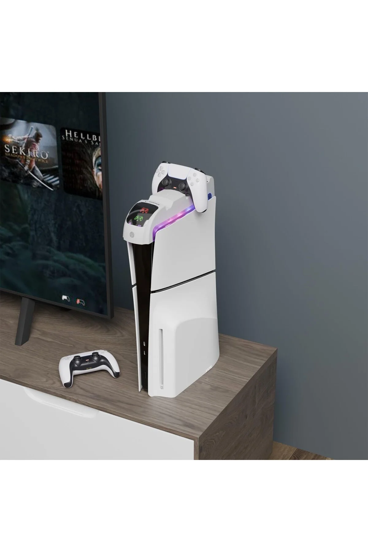 RP-PS5 S RGB Işıklı PlayStation 5 Slim Uyumlu Hızlı Şarj İstasyon