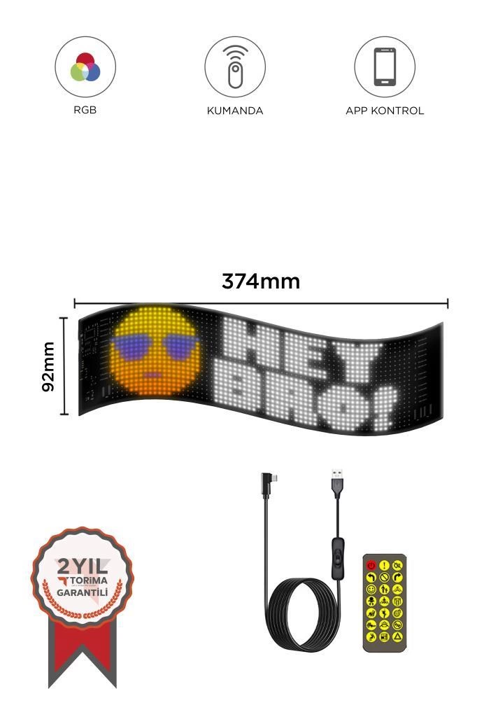 Rp937 Led Matrix Panel 16x64cm Telefon Kontrollü Kayar Led Animas