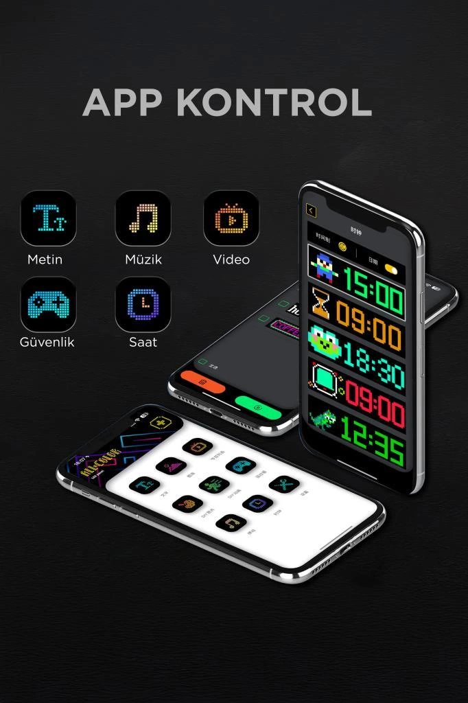 Rp937 Led Matrix Panel 16x64cm Telefon Kontrollü Kayar Led Animas