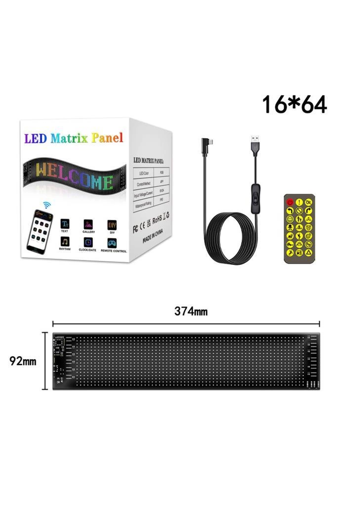 Rp937 Led Matrix Panel 16x64cm Telefon Kontrollü Kayar Led Animas