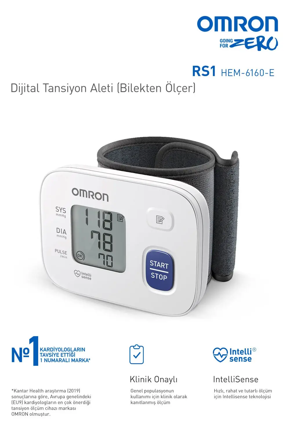 RS1 Bilekten Dijital Pilli Tansiyon Aleti – Taşınabilir, Intellis