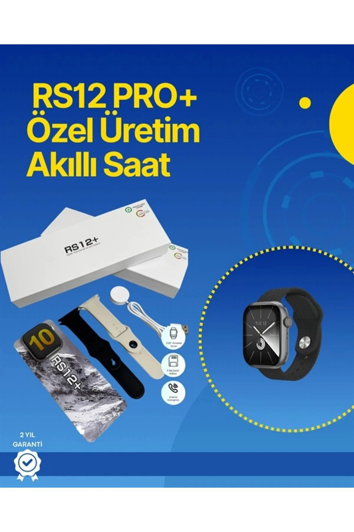 . Rs12 Pro+ 2025 Serisi Full Ekranlı Akıllı Saat – 2gb Hafıza, Ti