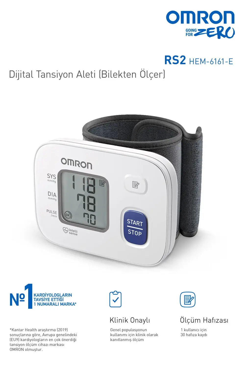 Rs2 30 Ölçüm Hafızalı Kolay Kullanım Bilekten Ölçer Pilli Tansiyo