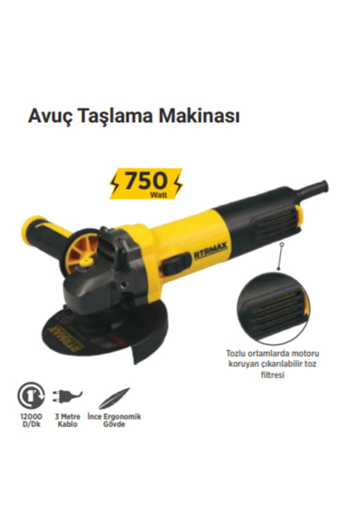 Rtm102 Avuç Taşlama Makinası 750 Watt Rtm102 Avuç Taşlama Makinası 750 Watt