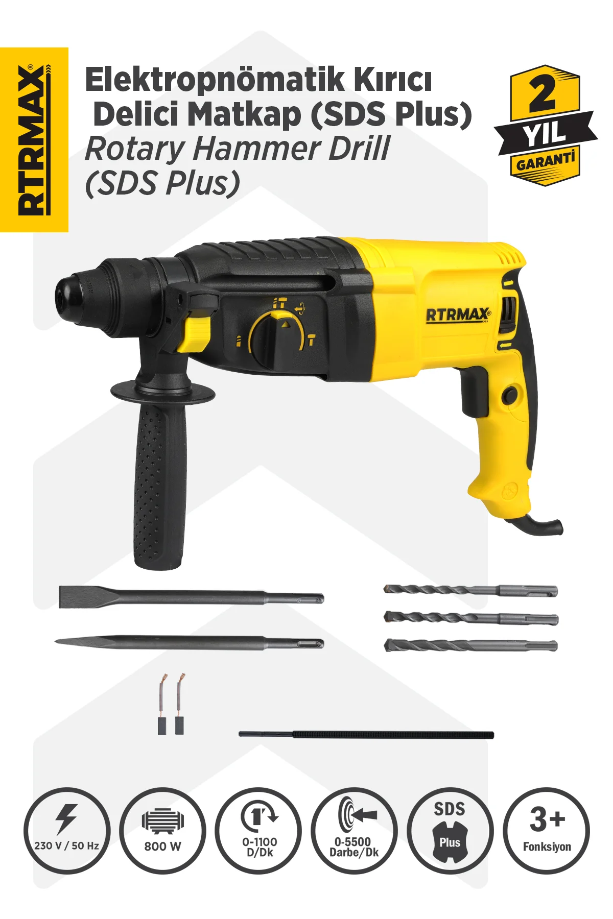 Rtm226 Sds Plus Kırıcı Delici 26 Mm 800w Çantalı 3j