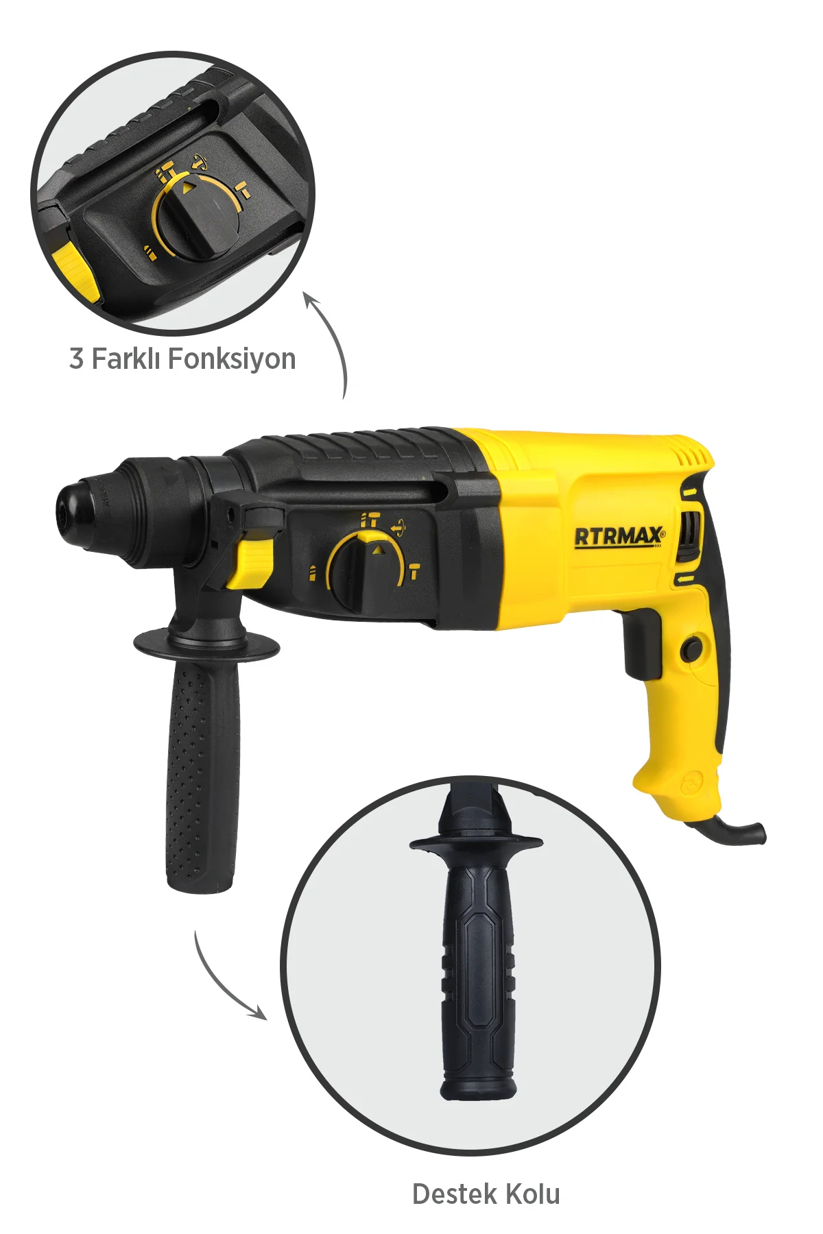 Rtm226 Sds Plus Kırıcı Delici 26 Mm 800w Çantalı 3j