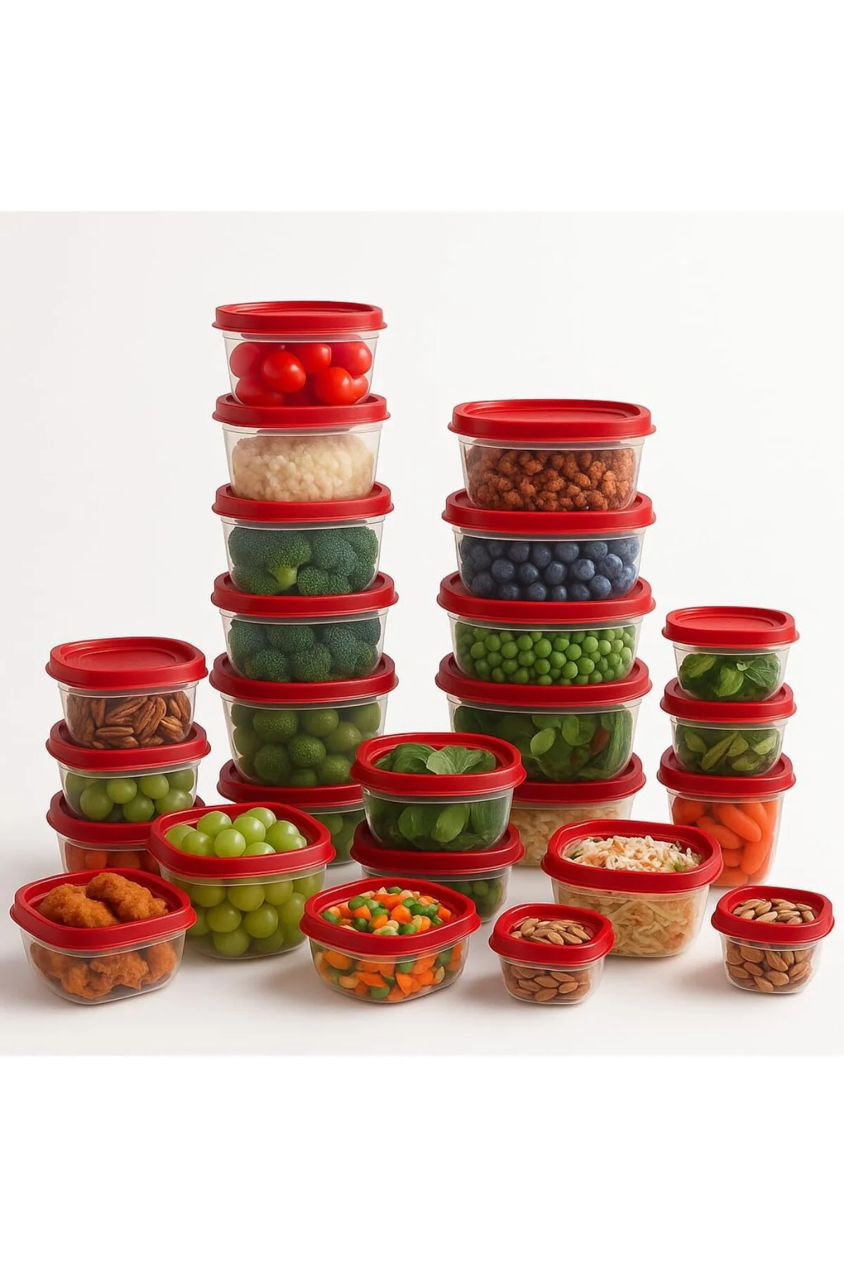 Rubbermaid Easy Find Lids 38 Parça Saklama Kabı Seti – Kırmızı Kapaklı, BPA Free, Mikrodalg