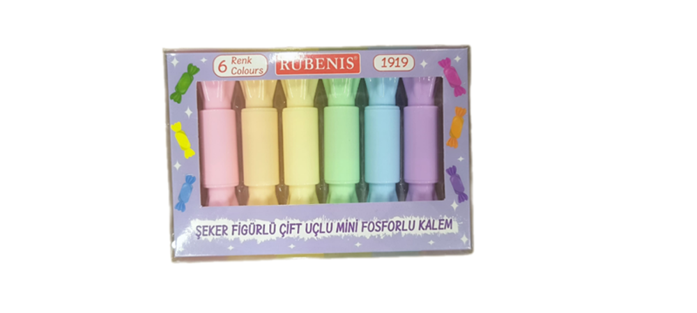 RUBENİS 6 LI RENK ŞEKER FİGÜRLÜ İŞARETLEME KALEMİ RUBENİS 6 LI RENK ŞEKER FİGÜRLÜ İŞARETLEME KALEMİ