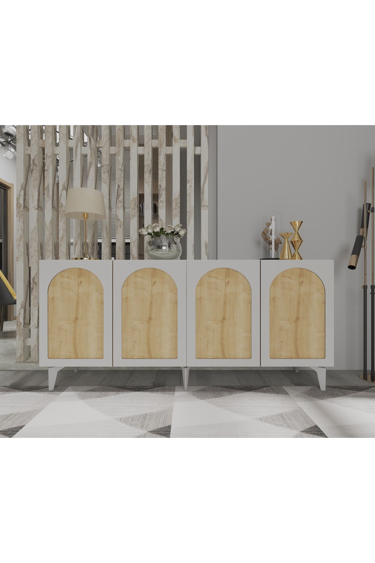 Cantek Dizayn Ruddy Şik Dizayn Konsol Beyaz-Safirmeşe