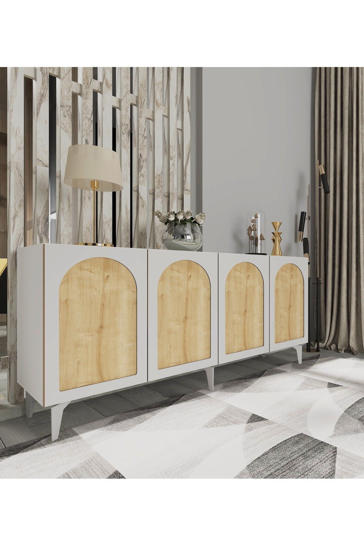 Cantek Dizayn Ruddy Şik Dizayn Konsol Beyaz-Safirmeşe