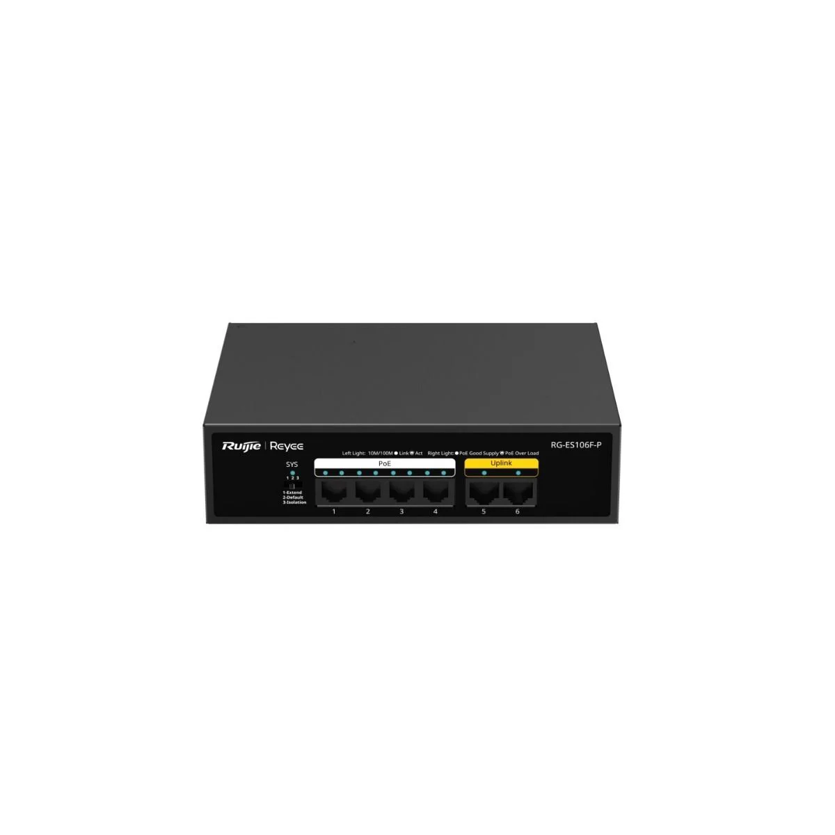 RUIJIE REYEE RG-ES106F-P 6 PORT 10/100 4 PORT POE 2 PORT UPLINK 54W YONETILEMEZ DESKTOP SWITCH RUIJIE REYEE RG-ES106F-P 6 PORT 10/100 4 PORT POE 2 PORT UPLINK 54W YONETILEMEZ DESKTOP SWITCH