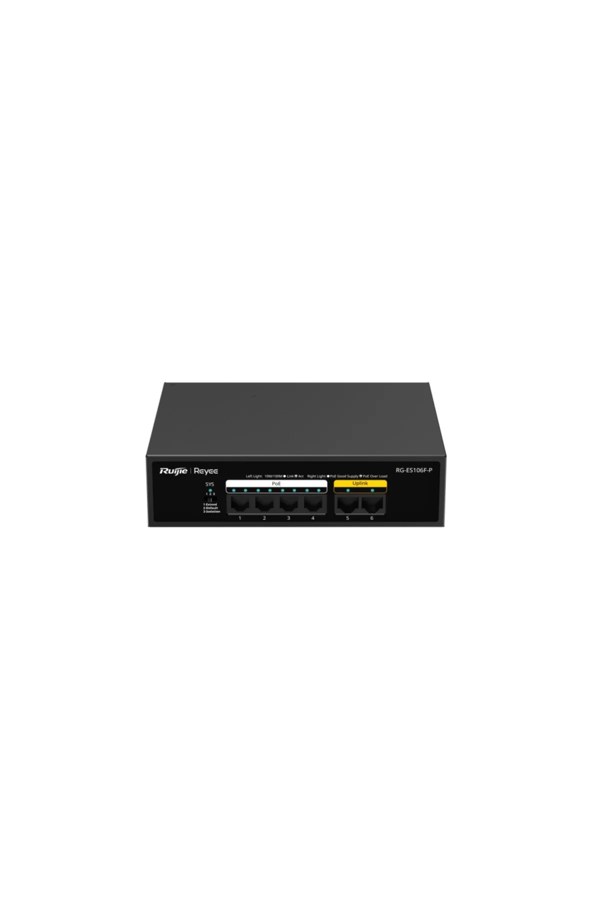 RUIJIE REYEE RG-ES106F-P 6 Port Megabit Tak Çalıştır Switch, 2 Fa RUIJIE REYEE RG-ES106F-P 6 Port Megabit Tak Çalıştır Switch, 2 Fa