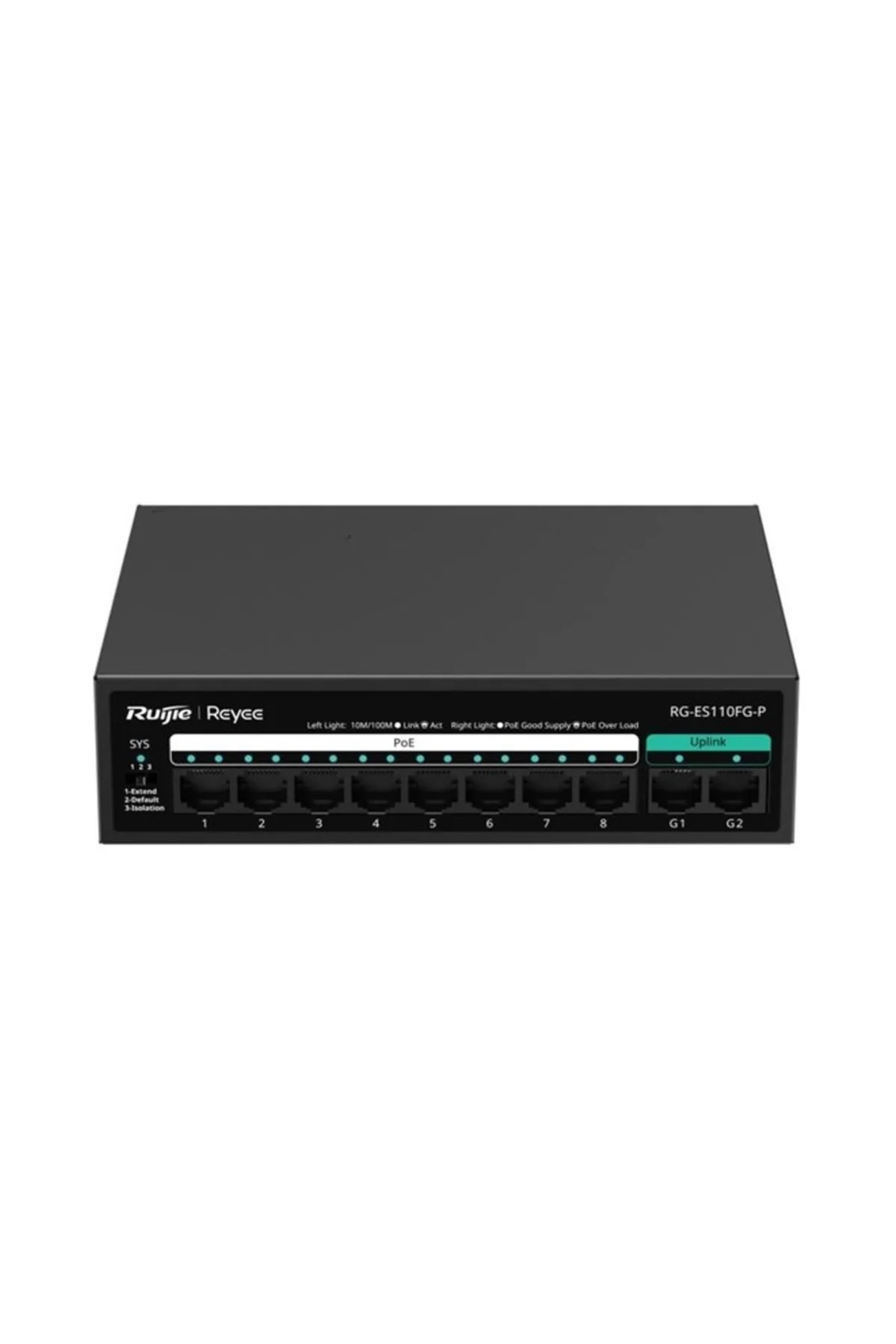 RUIJIE REYEE RG-ES110FG-P 10 Port, 8 Port MegaBit POE, 110W, 2 Po RUIJIE REYEE RG-ES110FG-P 10 Port, 8 Port MegaBit POE, 110W, 2 Po