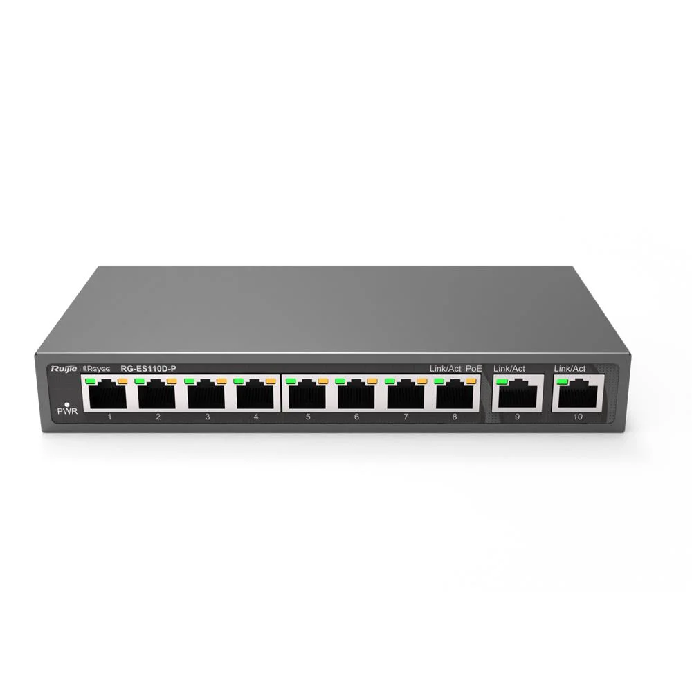 Ruijie-Reyee RG-ES110D-P 8 Port Poe+ 10-100 Mbps 2 Port 10-100-10
