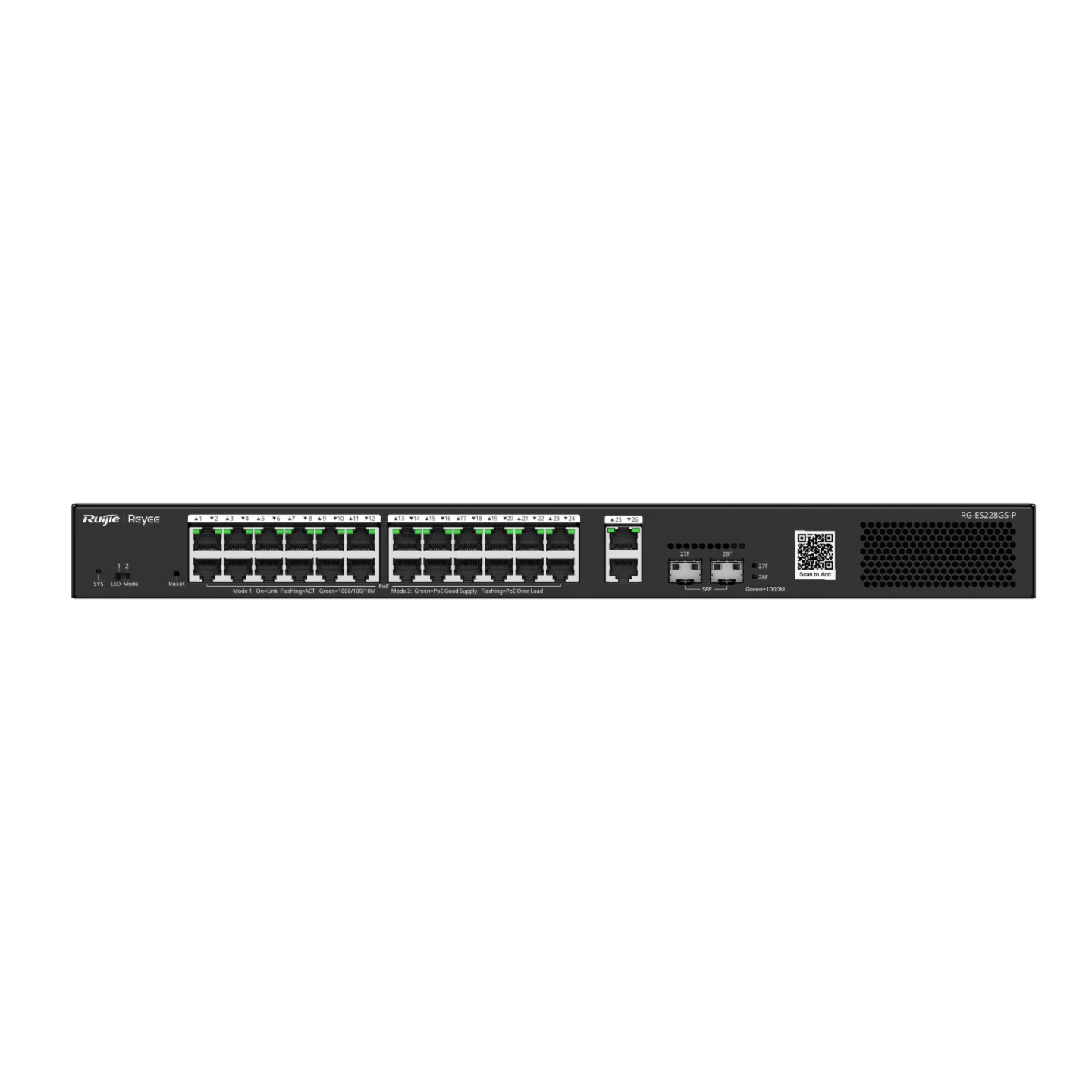 RUİJİE-REYEE RG-ES228GS-P 24XGE-2XGE/SFP 370W POE SWİTCH RUİJİE-REYEE RG-ES228GS-P 24XGE-2XGE/SFP 370W POE SWİTCH