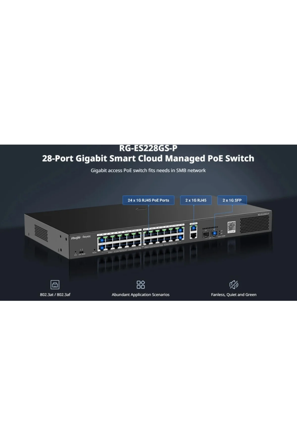 RUIJIE REYEE RG-ES228GS-P 28Port ,24 Port PoE 370W, 2Port Gİgabit RUIJIE REYEE RG-ES228GS-P 28Port ,24 Port PoE 370W, 2Port Gİgabit