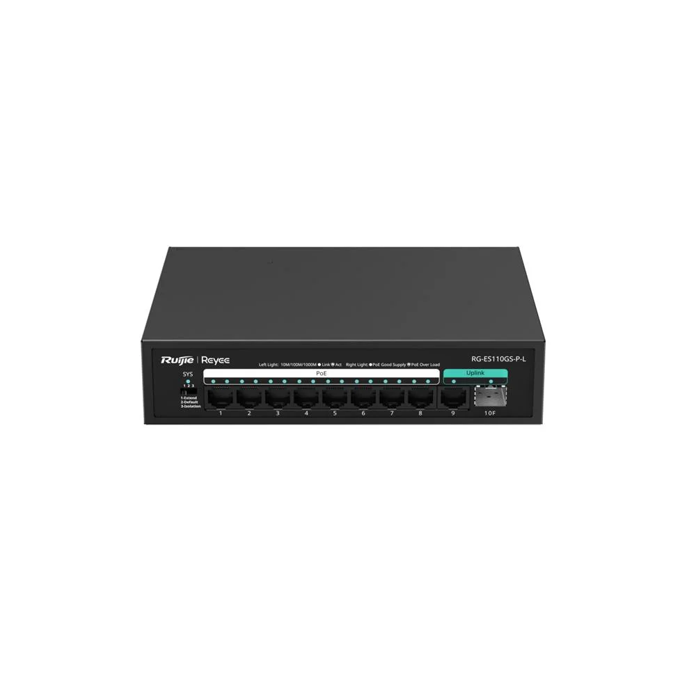 Ruijie-ReyeeRG-ES110GS-P-L 8 Port Poe+ 10-100-1000 Mbps 1 Port 10