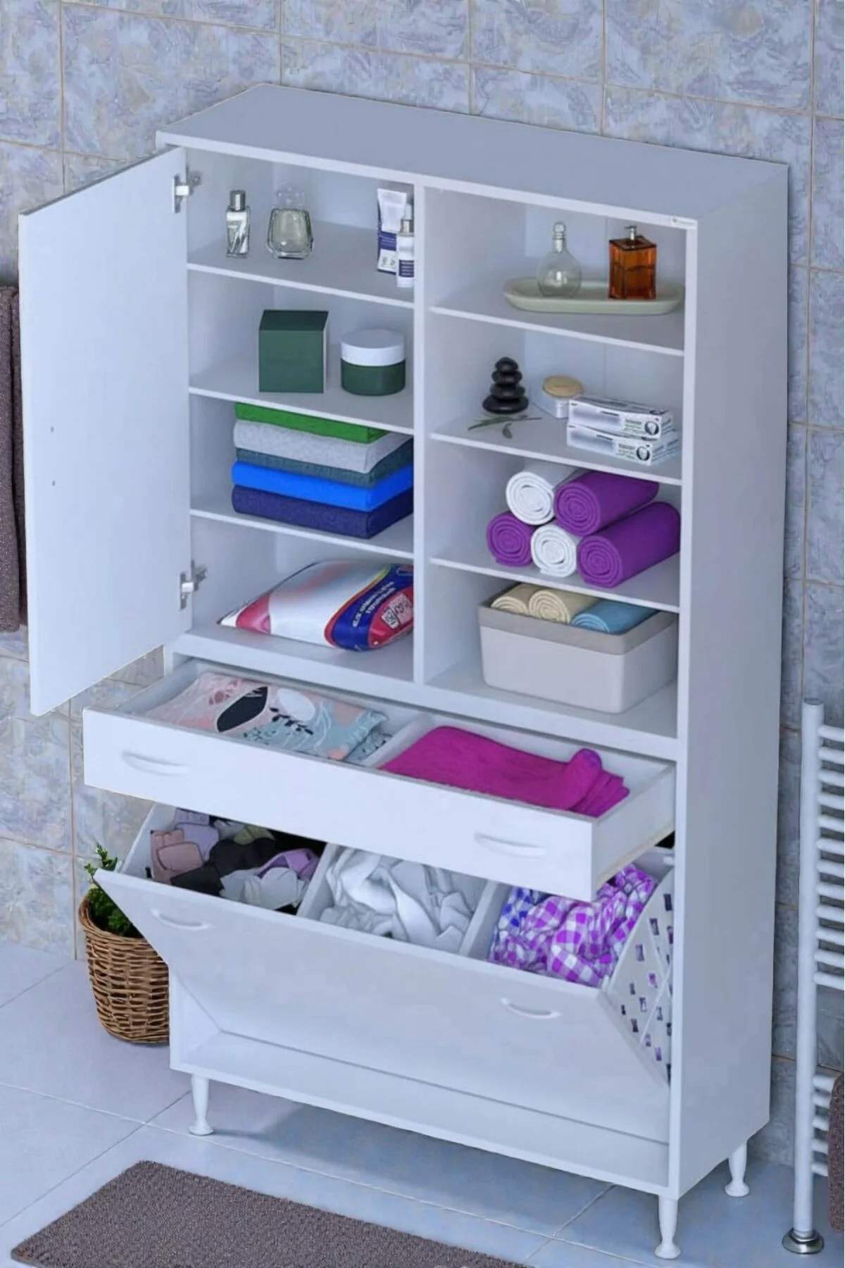 Rule Sepetli Banyo/Mutfak Dolabı 90 cm Genişliğe Sahip 90x171x32,
