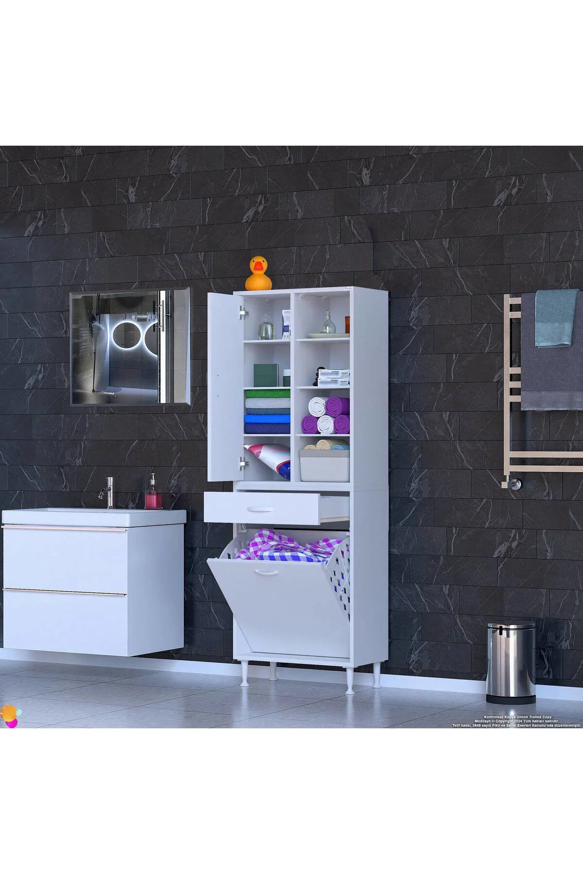 Rule Sepetli Banyo/Mutfak Dolabı 60 cm Genişliğe Sahip 60x171x32,