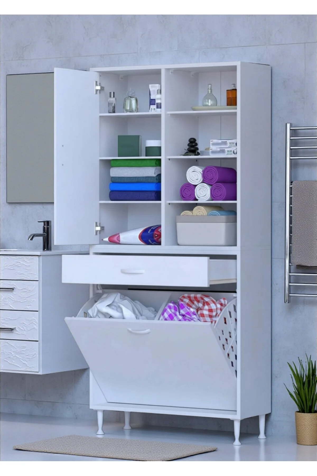 Rule Sepetli Banyo/Mutfak Dolabı 70 cm Genişliğe Sahip 70x171x32,
