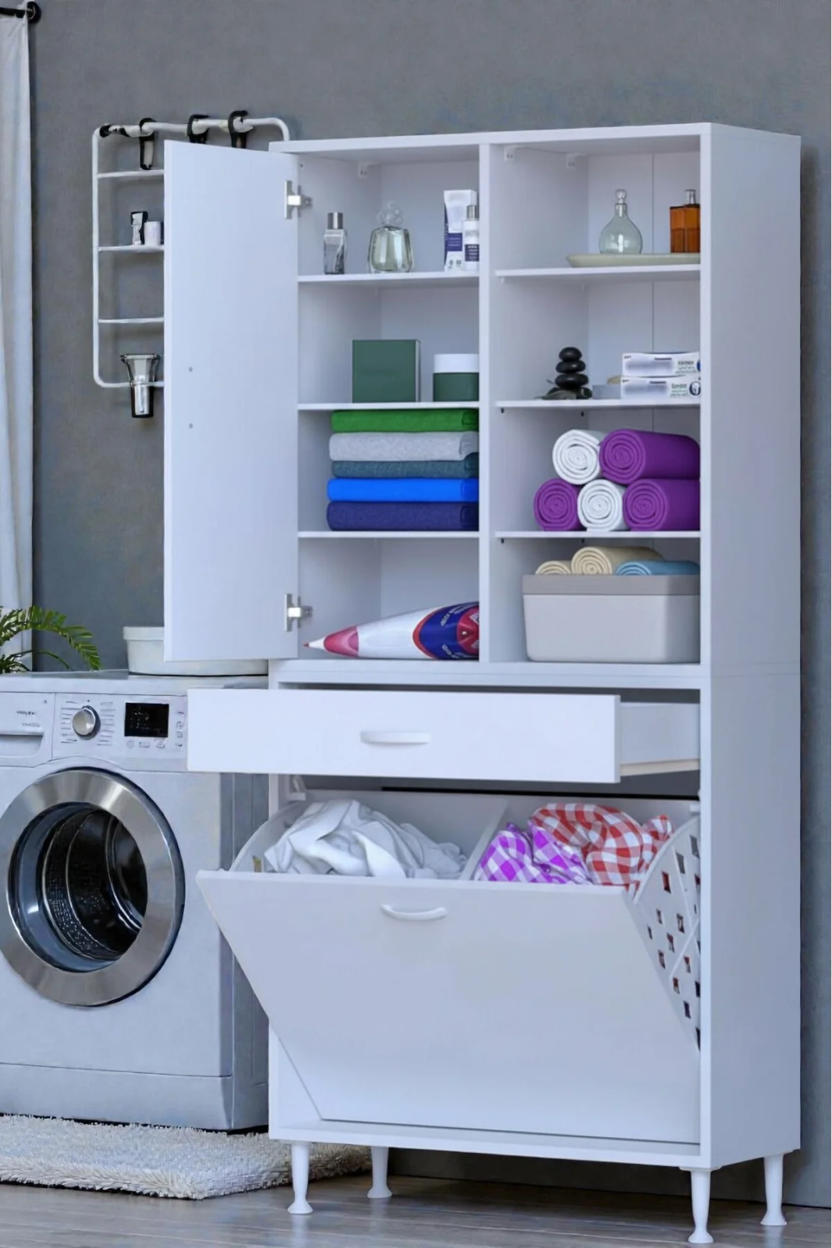 Rule Sepetli Banyo/Mutfak Dolabı 85 cm Genişliğe Sahip 85x171x32,