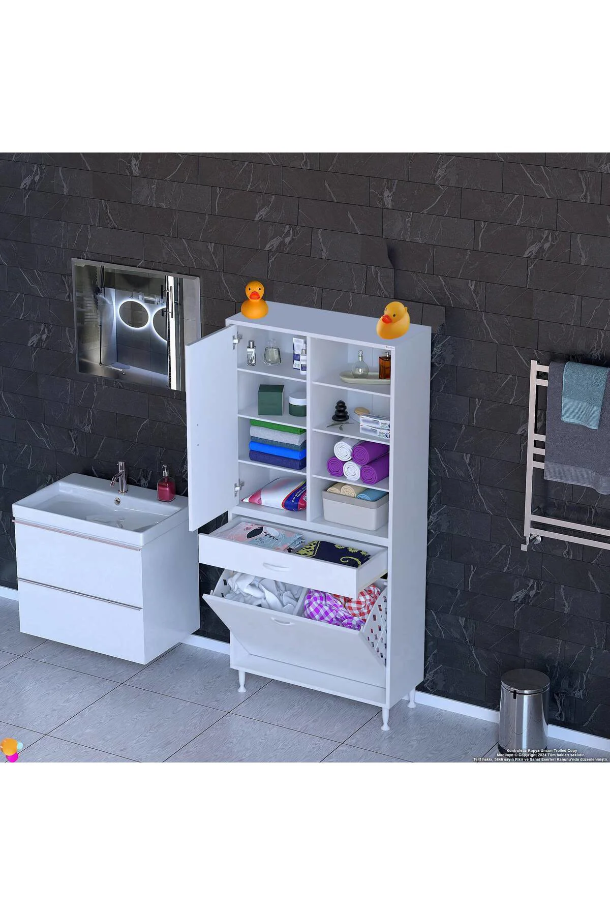 Rule Sepetli Banyo/Mutfak Dolabı 70 cm Genişliğe Sahip 70x171x32,