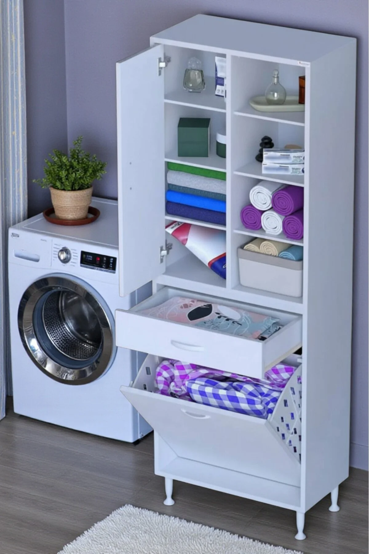 Rule Sepetli Banyo/Mutfak Dolabı 65 cm Genişliğe Sahip 65x171x32,