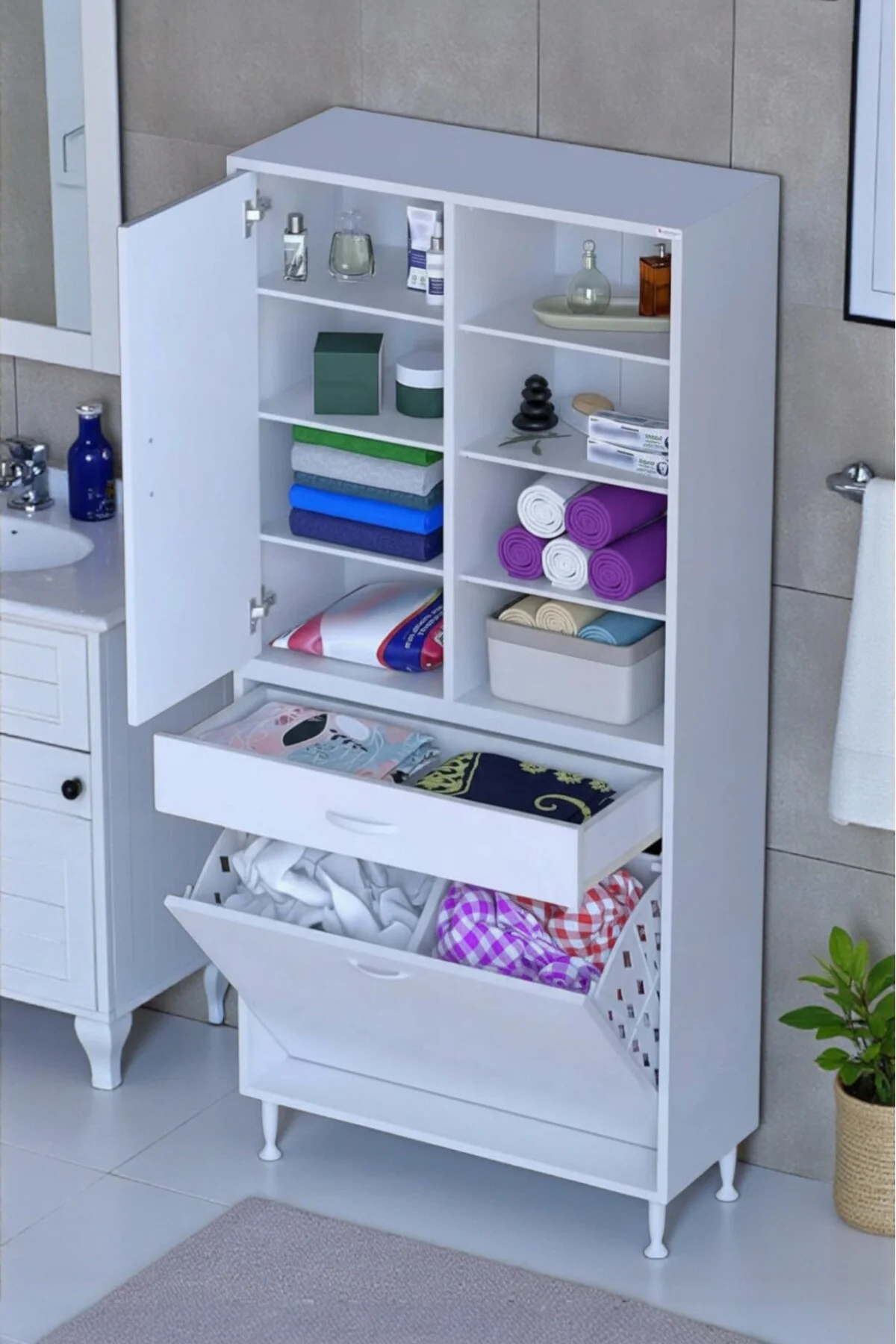 Rule Sepetli Banyo/Mutfak Dolabı 80 cm Genişliğe Sahip 80x171x32,