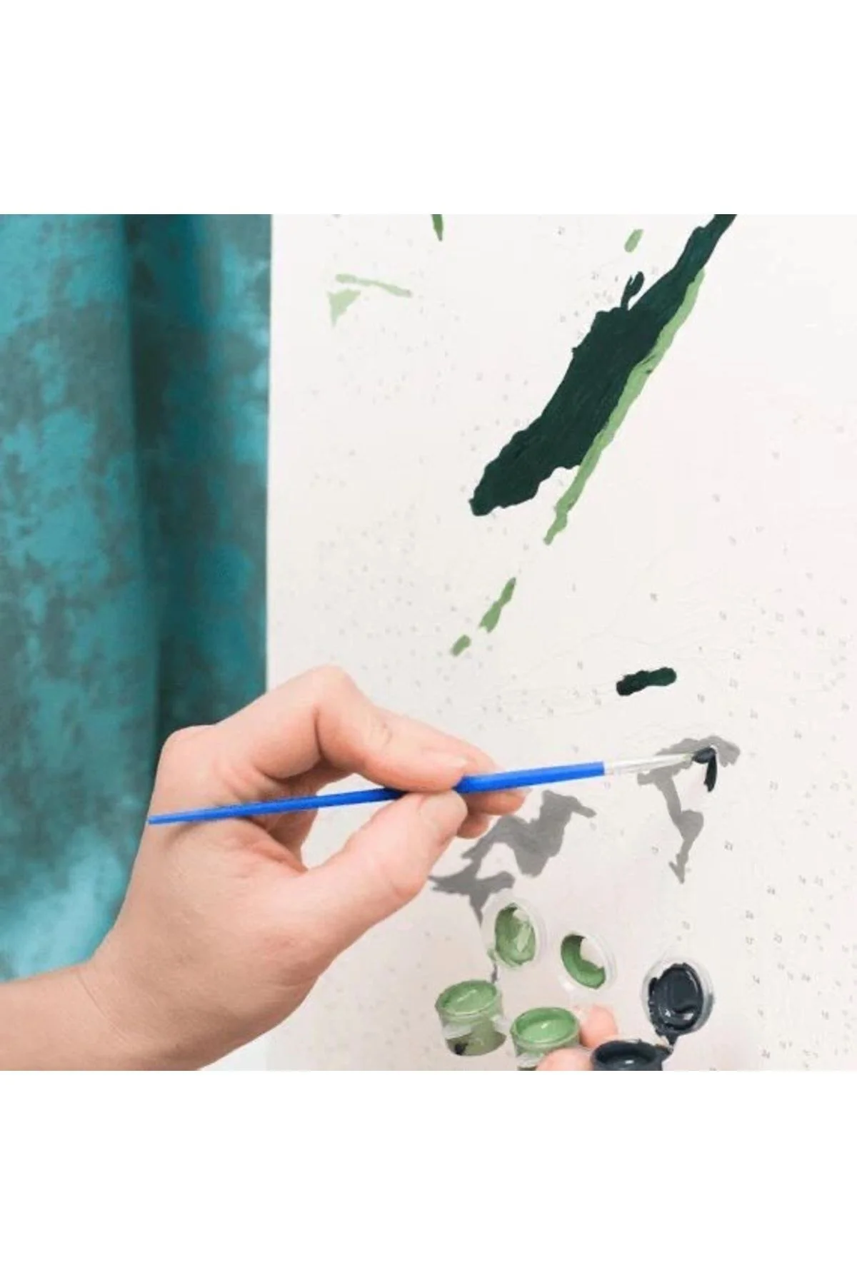 Rulo Çerçevesiz Kasnaksız Bez Canvas Renkli Menekşeler Sayılarla 