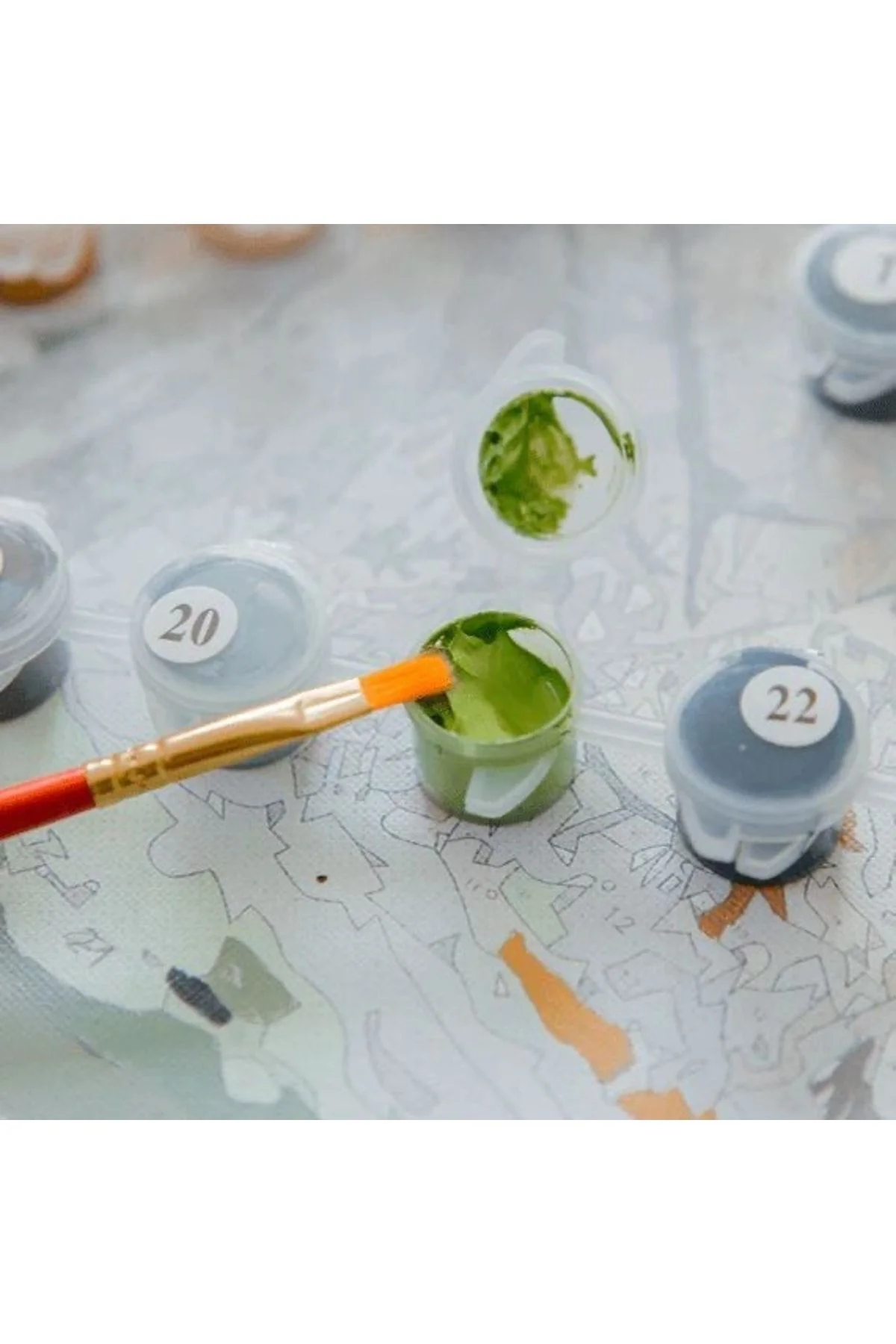 Rulo Çerçevesiz Kasnaksız Bez Canvas Renkli Menekşeler Sayılarla 