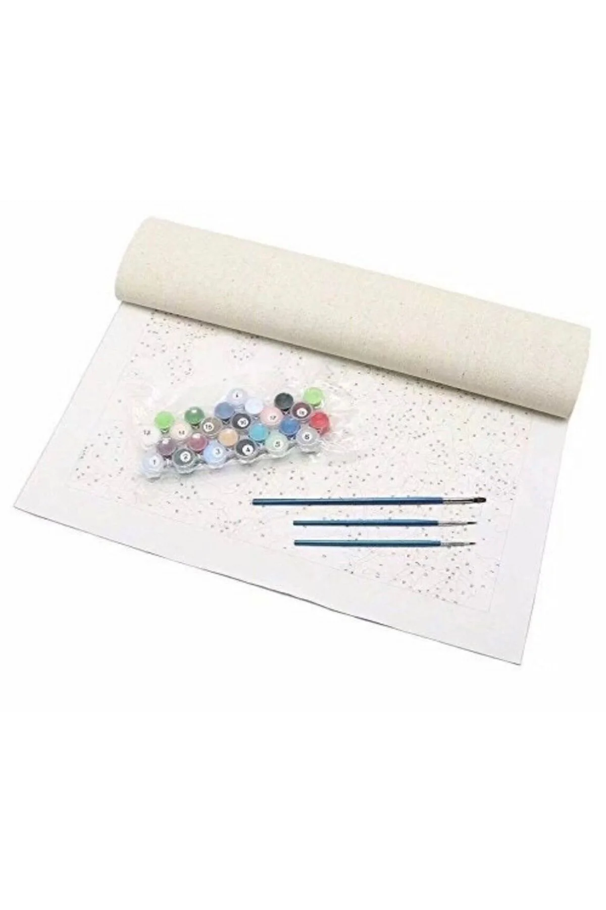 Rulo Çerçevesiz Kasnaksız Bez Canvas Renkli Menekşeler Sayılarla 