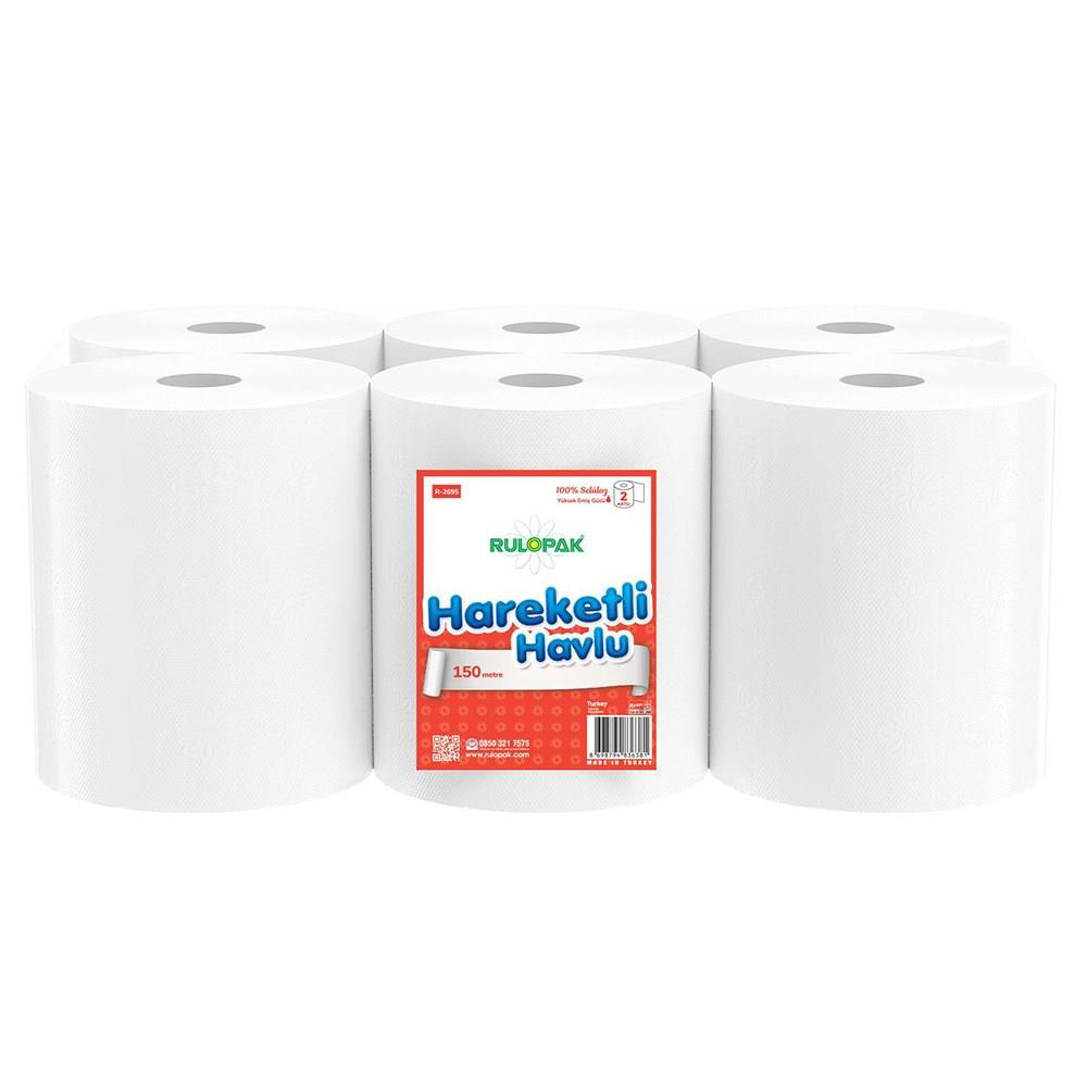 Rulopak Hareketli Havlu 2 Katlı 21 Cm 150 Metre 6'Lı Paket Rulopak Hareketli Havlu 2 Katlı 21 Cm 150 Metre 6'Lı Paket